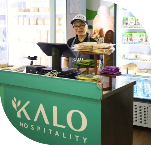 lady on the counter with food on her back